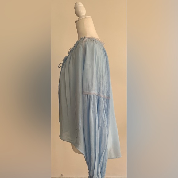 Free People Peasant Boho Tie Neck Blouse size small - Picture 2 of 9